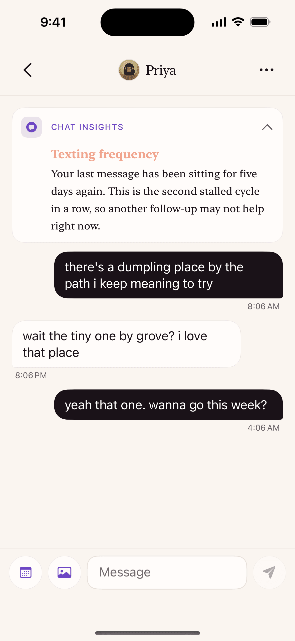 A Chat Insight on a message still unanswered